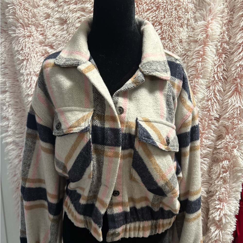 Ashley By 26 International Cream and Pink Teddy Jacket